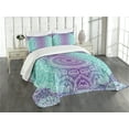 thumbnail image 2 of Ambesonne Mandala Quilted Bedspread Set 3 Pcs, Ornate Hippie, Queen Size, Purple Aqua, 2 of 4