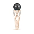 thumbnail image 3 of ANGARA Tahitian Cultured Pearl and Diamond Criss-Cross Ring in 14K Rose Gold for Women | June Birthstone, Birthday, Anniversary, Jewelry Gift for Women | Pearl Ring, 3 of 9