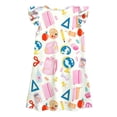 thumbnail image 5 of WOYY Girls Flutter Sleeves Preppy Dress Cute Cartoon Print Everyday Dresses, Sizes 1-12, 5 of 5
