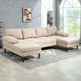 thumbnail image 2 of HOMCOM U Shape Sofa with Double Chaise Lounge for Living Room, Beige, 2 of 10