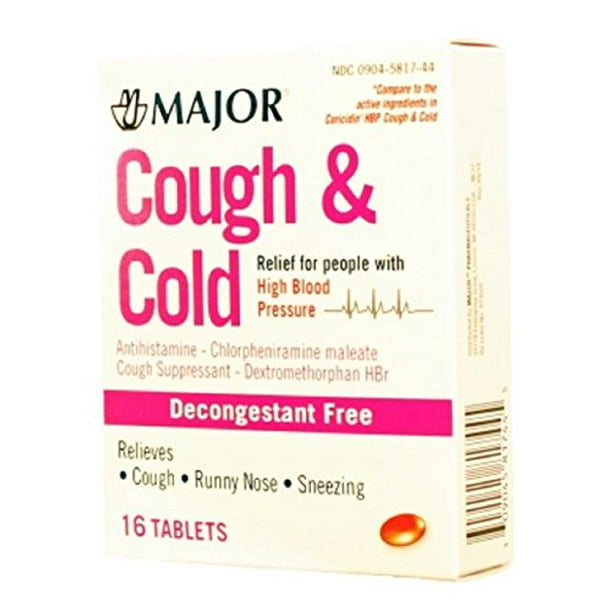 MAJOR COUGH & COLD TABS HIGH BLOOD PRSR CHLORPHENIRAMINE MALEATE4 MG