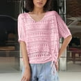 thumbnail image 2 of Youyipin Womens Tops Womens Summer Short Sleeve Crochet Cardigan Sweaters Lightweight 2025 Oversized Knit Boho Kimono Cardigans Going Out Tops, 2 of 5