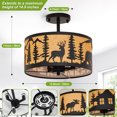 thumbnail image 2 of Farmhouse Rustic Semi-Flush Mount Ceiling Light Fixture with Parchment Lampshade, 3-Light E12 Base Black Round Metal Light Fixtures for Kitchen, Bedroom, Foyer, Living Room, Industrial Vintage Style, 2 of 6