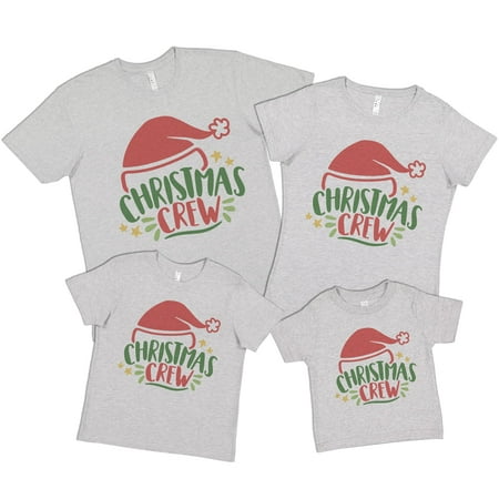 

7 ate 9 Apparel Matching Family Merry Christmas Shirts - Christmas Crew Santa Hat Grey T-Shirt 2T