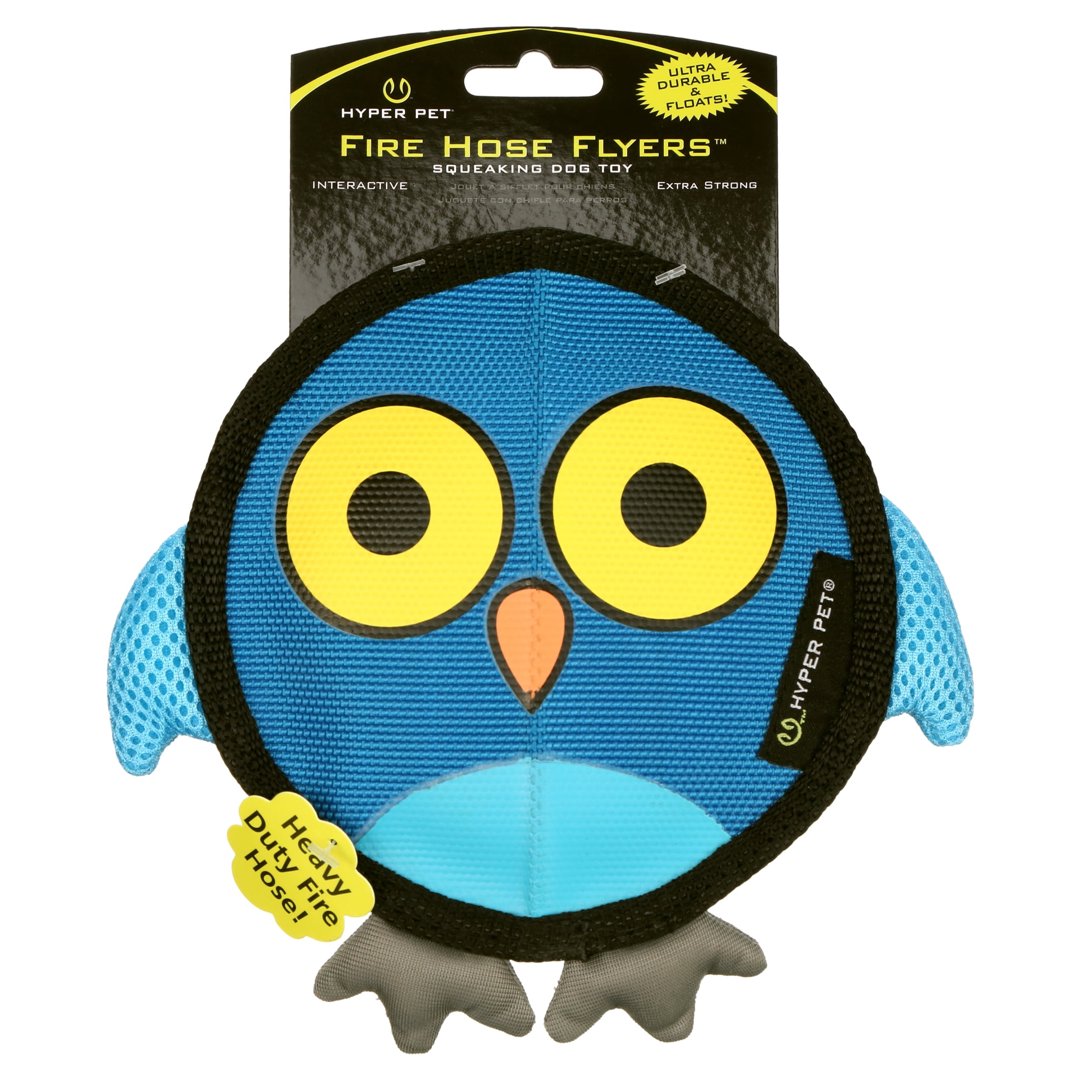Hyper Pet Fire Hose Flyers Owl Plush Squeaky Dog Toy with Squeaker, Owl