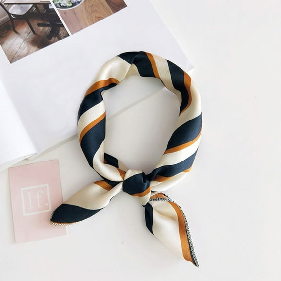 GOOHOCHY  2 Pcs Occupation Kerchief Printed Scarf Satin Scarves Orange Women's Miss