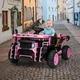 thumbnail image 4 of Lumiparty 24V 2-Seater Ride-On Dump Truck for Kids, Remote Control Construction Toy with Electric Dump Bed, Extra Shovel, 2WD/4WD, Music Player & Speeds Up to 4.35 MPH, Pink, 4 of 8