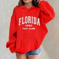 thumbnail image 2 of Telankuip Trendy Hooded Sweatshirts for Teen Girls Florida Graphic Letter Printed Pullover Hoodies Comfort Oversized Long Sleeve Drop Shoulder Casual Loose Sports Tops Red 11-12 Years, 2 of 4