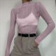 thumbnail image 5 of Tops Transparentes de Larga Plisados para Mujer Raíz de Rosa M, 5 of 7