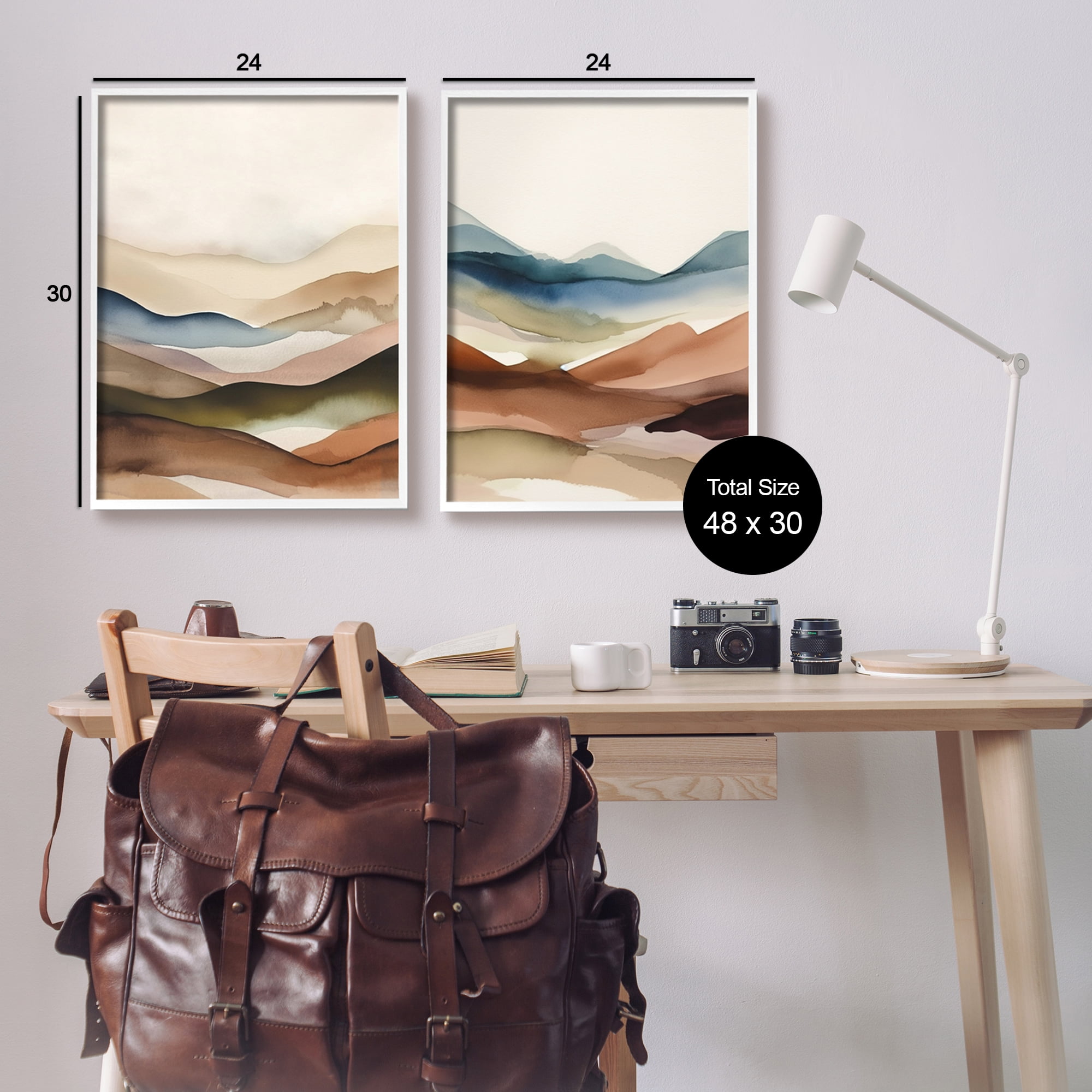 Stupell Industries Abstract Desert Dunes Landscape Painting White Framed Art Print Wall Art, 24 x 30