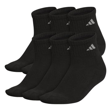 Adidas Women's Athletic Compression Quarter Socks 6-Pack Black