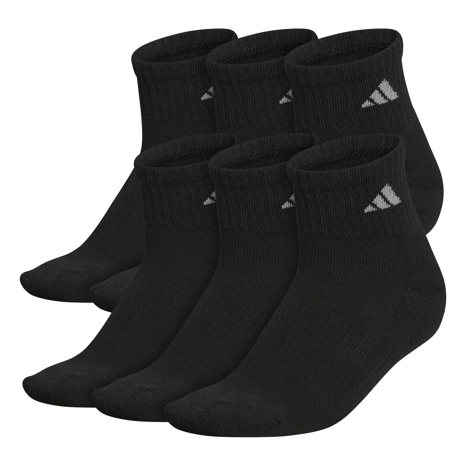 Adidas Women's Athletic Compression Quarter Socks 6-Pack Black