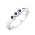 thumbnail image 2 of Tiny Round Shape Amethyst Stackable Women Ring 925 Sterling Silver Delicate Jewelry, 2 of 3