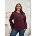 thumbnail image 3 of PinkBeautiM Womens Plus Size Tops Long Sleeve Shirts Crew Neck Casual Soft Blouse3 Pack, 3 of 6