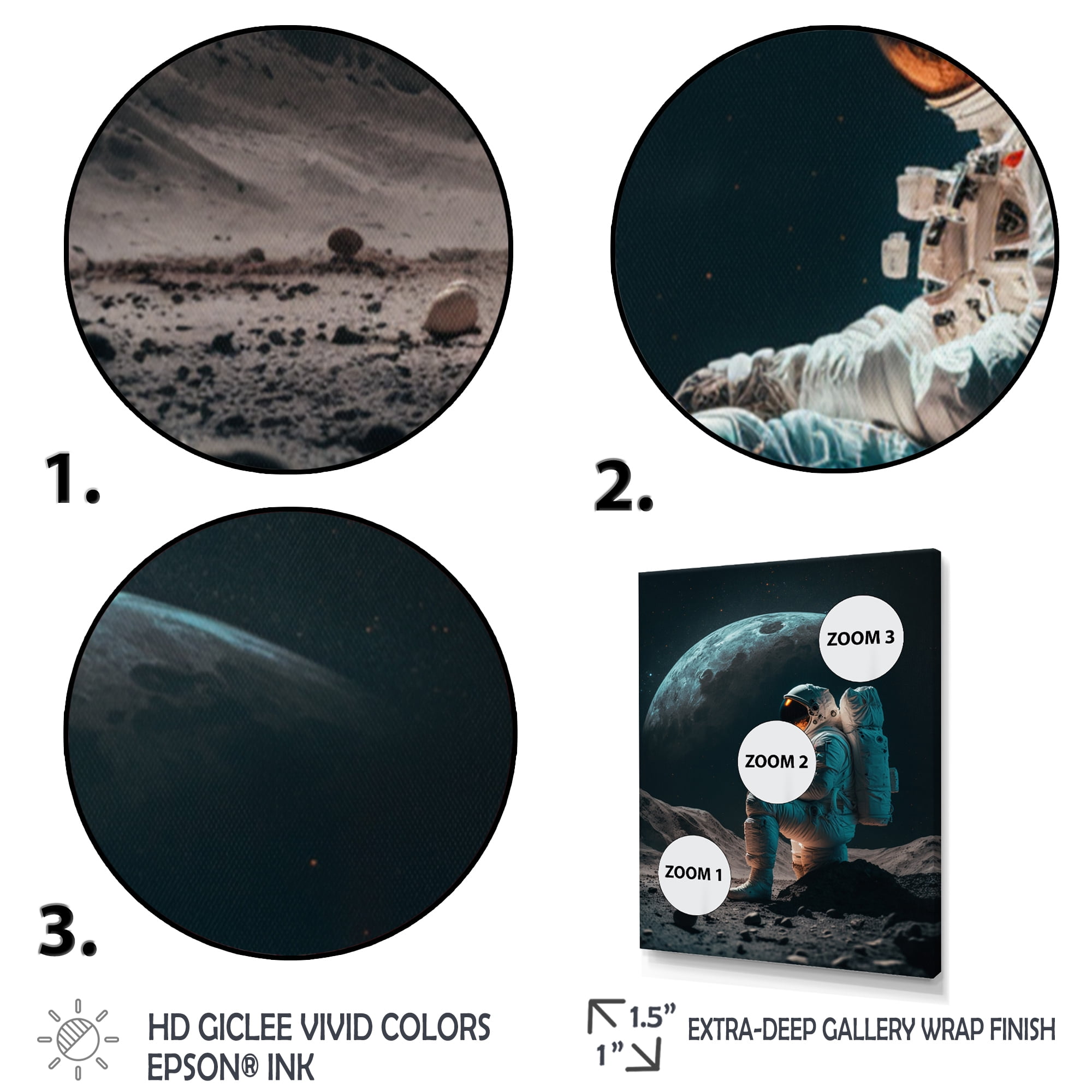 Designart Spaceman On The Moon I Canvas Wall Art