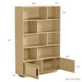 thumbnail image 2 of 5 Tier Bookshelf, Boho Bookcase with Rattan Doors, Wooden Bookcase and Bookshelf with Storage, Tall Book Stand, Large Bookshelf for Living Room, Bedroom, Home Office, Kitchen, 2 of 7