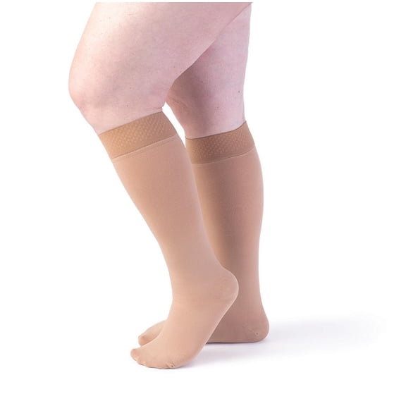 Sigvaris Specialty 552 Secure Women's 20-30 Closed Toe Knee High Compression Stockings w/Silicone Band Black M1 Short