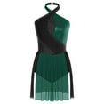 thumbnail image 3 of iiniim Women's Figure Ice Skating Dress Shiny Rhinestones Halter Lyrical Ballet Dancewear Dark Green M, 3 of 7