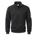 thumbnail image 5 of LNWUY Men's Quilted Sweatshirts Casual Long Sleeve Outdoor Stand Collar Pullover Checkered Zipper Sweatshirt Jacket Black XXL, 5 of 9
