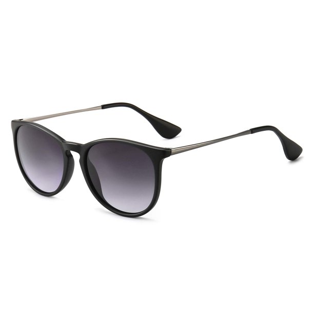 Gafas de sol SUNGAIT Vintage Round para mujer negro/gris