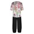 thumbnail image 5 of Nrmvnmi Women's Summer 2 Piece Outfits Casual Floral Prints Short Sleeve Pajama Tops Wide Leg Pants Lounge Sets Tracksuits Mothers Day Gifts, 5 of 5