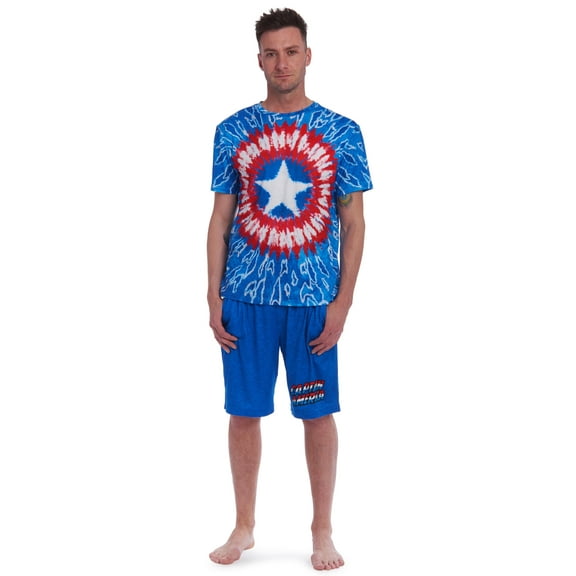 Marvel Avengers Captain America Mens Pajama Shirt and Shorts Sleep Set Adult