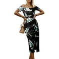 thumbnail image 2 of HOTAPEI Womens Dresses Off The Shoulder Evening Dress High Slit Dress Floral Print Dress Sexy Bodycon Dress Ruched Midi Dress, 2 of 5