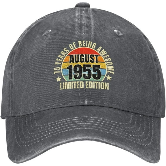 70 Years Old Awesome August 1955 70th Birthday Hat Denim Baseball Cap
