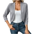 thumbnail image 2 of Gamivast Cropped Shrug Cardigan for Women 3/4 Sleeve Open Front Lightweight Bolero Sweater for Dresses Office Party Layering Gray XXL, 2 of 6