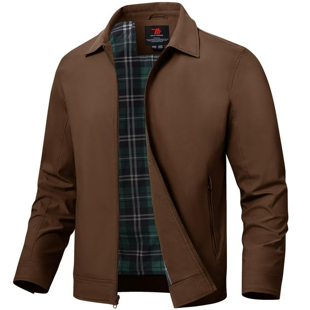 Chaqueta TBMPOY para hombre, ligera, cortavientos, resistente al agua, color café