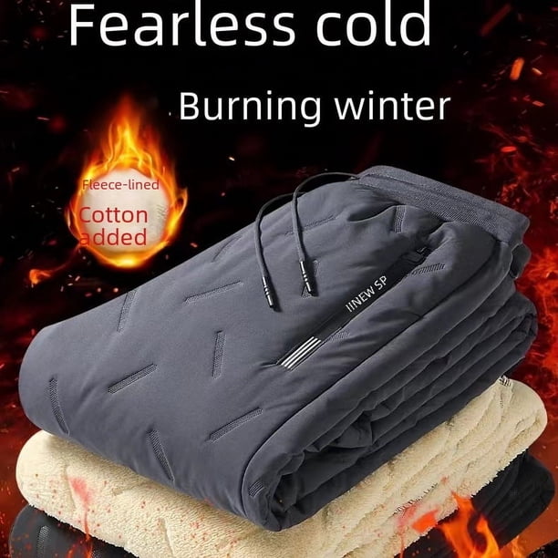 Pantalones de cachemira para hombre, pantalones casuales gruesos y súper gruesos con forro polar de invierno, pantalones largos holgados y cálidos de algodón de talla grande