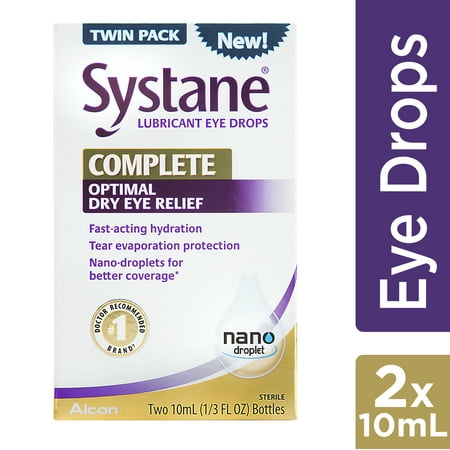 (2 Pack) Systane Complete Lubricant Eye Drops, 2 x 10mL