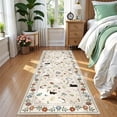 thumbnail image 4 of ATHOPE 2x6 Runner Rugs, Non Slip Low Pile Animal Cat Floral Washable Rug, Medallion Carpet for Hallway Kitchen Laundry Room Entryway, Beige, 4 of 7