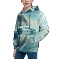 thumbnail image 2 of Uemuo Polar Bear On Iceberg Pattern Hooded Sweatshirt for Youth Pullover with Kangaroo Pocket Trendy youth sweatshirt Casual Hoodie for Boys and Girls-Medium, 2 of 6