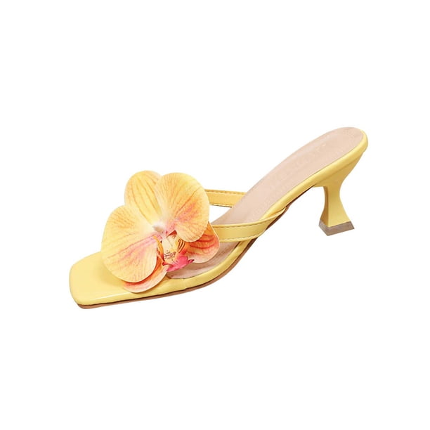 Plus Tamaño Floral Invitado de Boda Vestido Correas de Tacón para Tacones Altos, Zapatillas de Verano de la Tanga Del Dedo Abierto de las Mujeres