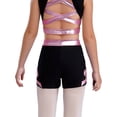 thumbnail image 2 of Haitryli Kids Girls Dance Shorts Metallic Bow Rhinestone Shorts For Gymnastics Ballet Dance Stage Performance Outfits Pink 14, 2 of 5