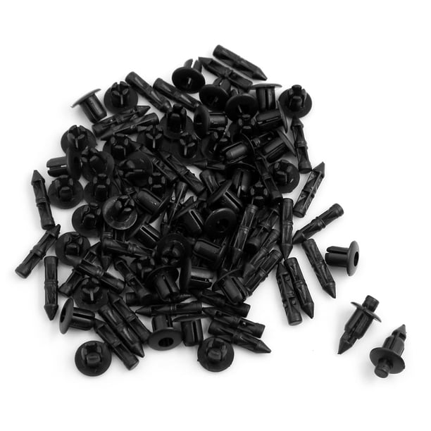 50 Piezas Remaches Negros de Plástico para Estera Parachoques de Coche Tipo Empuje Clips 6mm