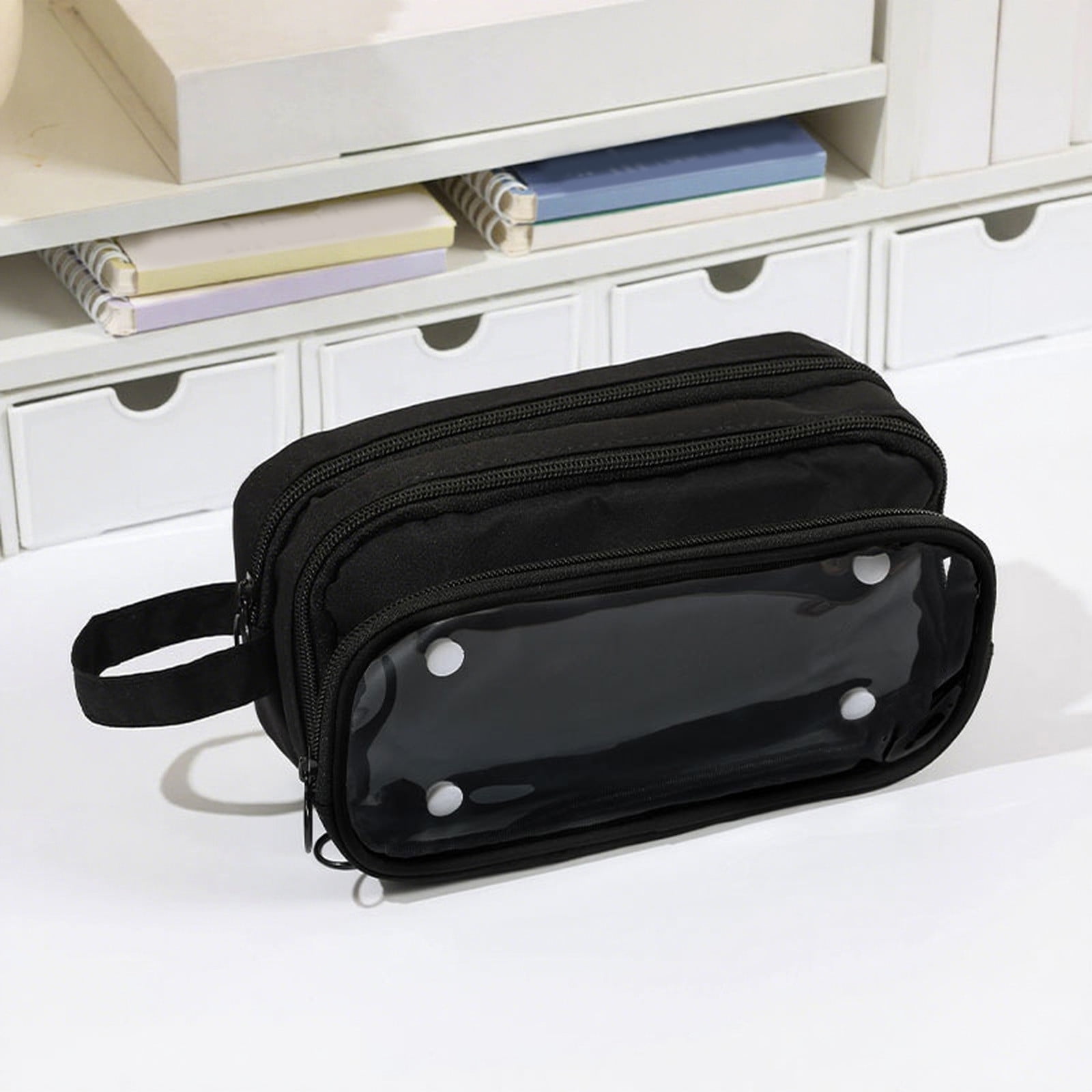 1-3PC Large Capacity Detachable Pencil Case with Compartments 3 Compartment Zipper Pouch Organizer Pen Pencil Case Makeup Bag 8x3x5 Inch for Adults Women Office Travel