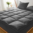 thumbnail image 1 of JUSTLET Extra Thick Queen Mattress Topper, Cooling Mattress Pad Cover, 2" Mattress Topper with 8-21 Inch Deep Pocket Soft Comfortable Breathable, Grey, 1 of 10