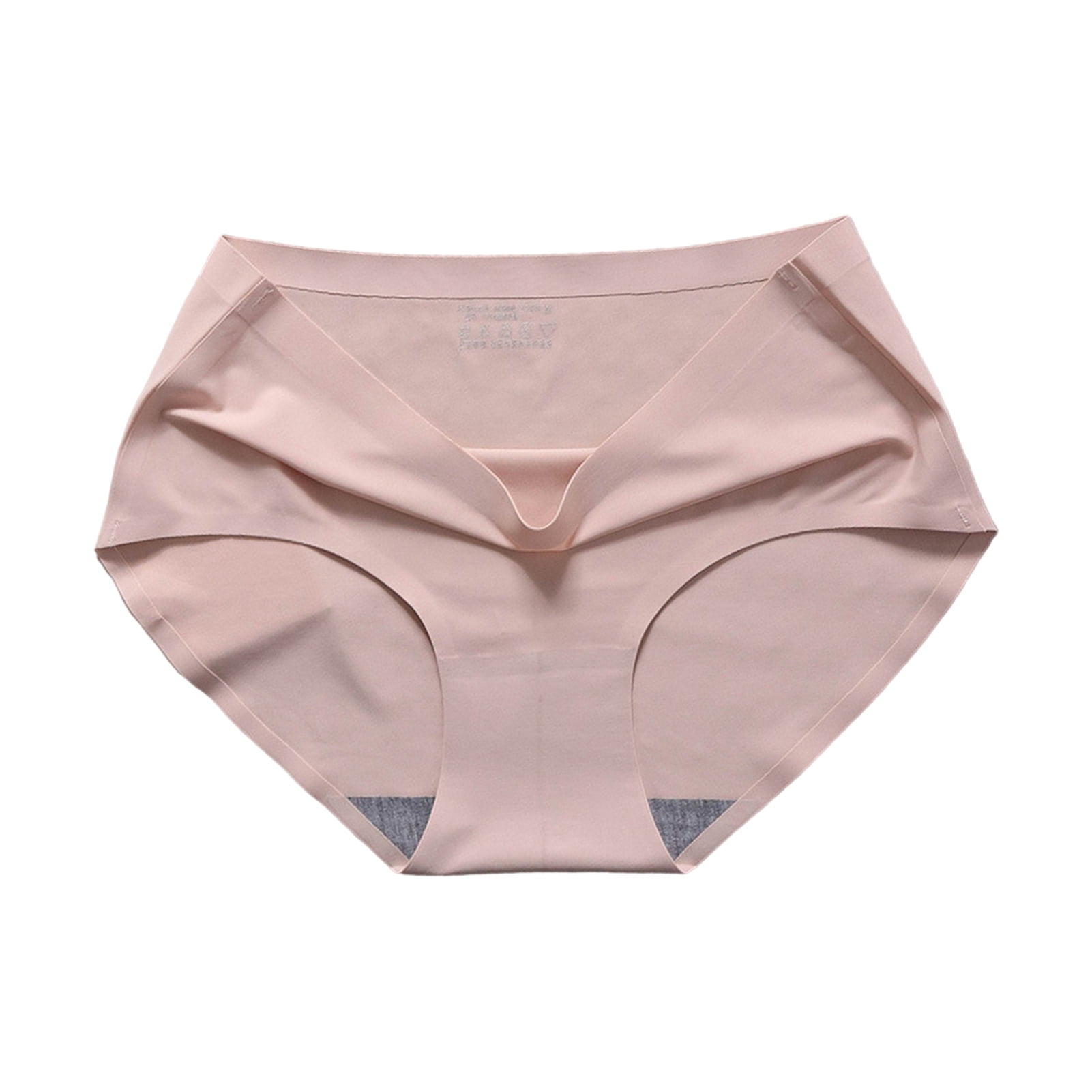 harmtty Stretch Women Briefs Exquisite Workmanship Ice-silk Mid-rise Women  Underwear Underpants for Sleeping,Pink S 