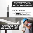 thumbnail image 4 of Black, Booted Rg6 Coaxial Cable, All Weather Proof Coax, 10 Feet (3 Meter), 4 of 6