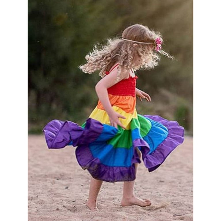 Cotton kids clearance rainbow dress