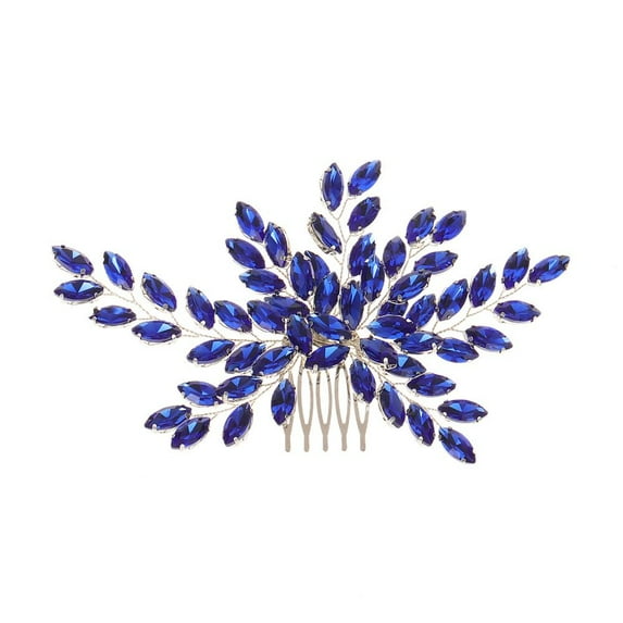 Silver Color Wedding Royal Blue Hair Jewelry Rhinestone Hairpins Crystal Tiara Hair Combs Bridal Clips BLUE