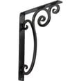 thumbnail image 4 of Ekena Millwork 1 1/2"W x 5 1/2"D x 8"H Avery Wrought Iron Bracket, (Single center brace), Powder Coated Black, 4 of 7
