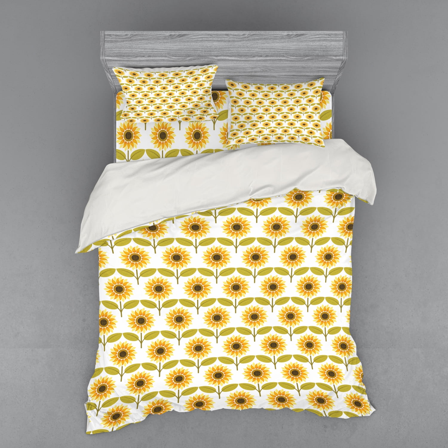 Sunflower Duvet Cover Set, Sunflowers Pattern Autumn Season Country