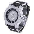 thumbnail image 2 of XL Heavy Iced Bling Rapper Hip Hop Techno Pave Rubber Watches 7758 SBBK, 2 of 3