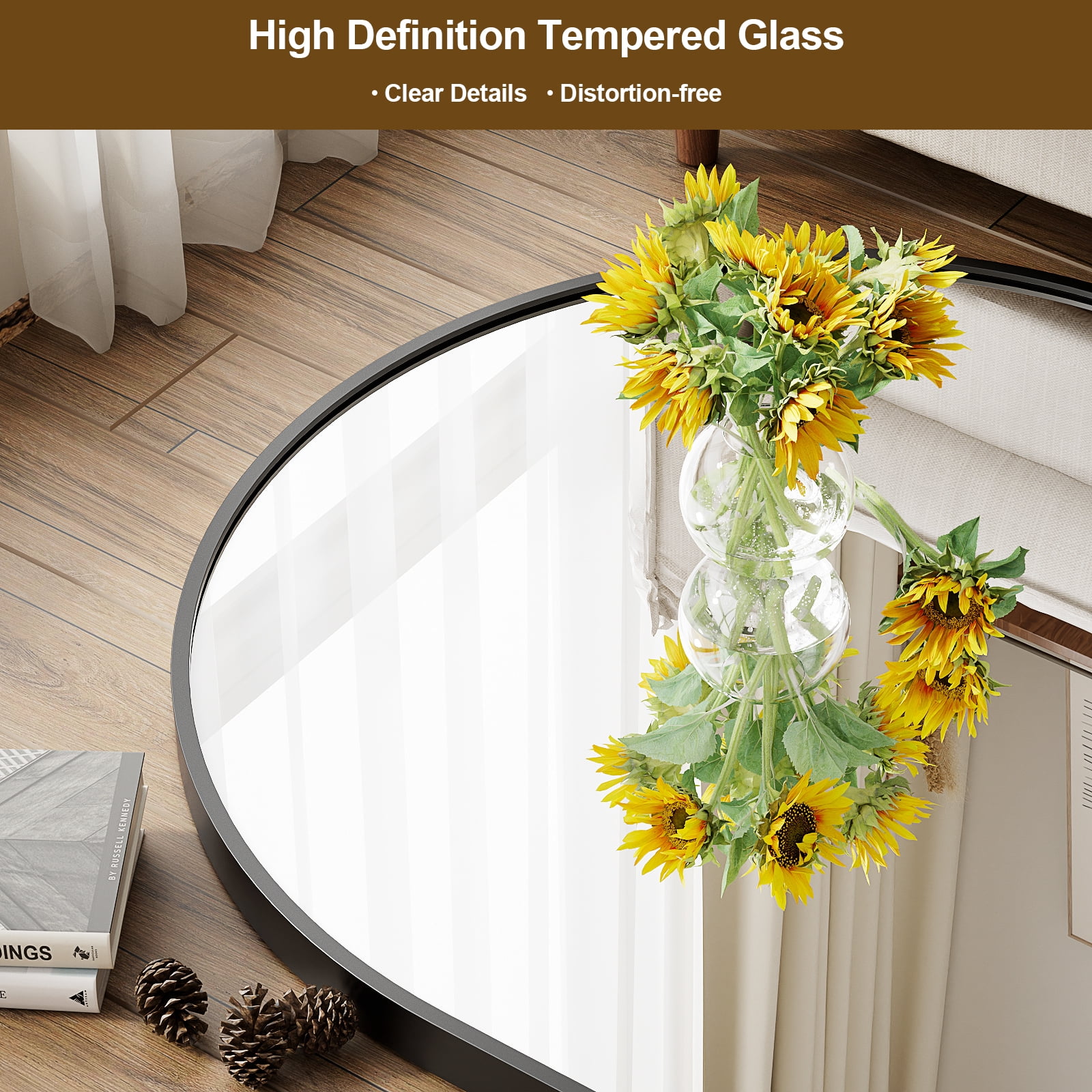Cenovo 78"x 38" Arched Full Length Mirror Full Body Floor Mirrors, Black