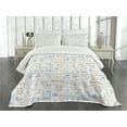 thumbnail image 3 of Ambesonne Travel Quilted Bedspread Set 3 Pcs, Vintage Rubber Stamps, King Size, Multicolor, 3 of 5