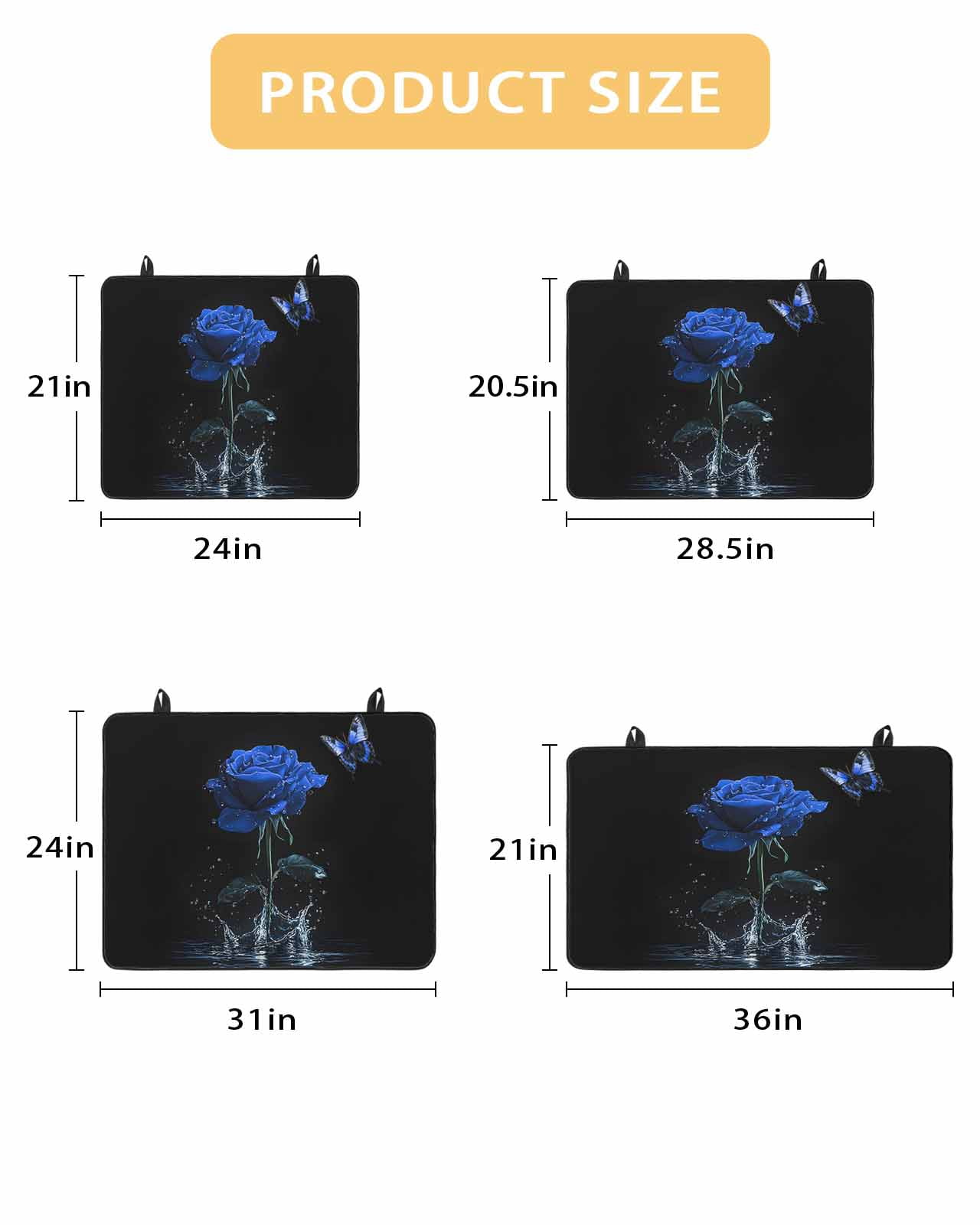 nqOlkjepod Large Induction Cooktop Protector Mat 36"x21", Blue Roses Stove Top Covers for Electric Stove, Modern Art Splash Flowers Butterfly Stove Burner Cover Mats, Glass Top Stove Cover