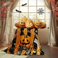 thumbnail image 4 of Halloween Blanket Happy HalloweenSoft Throw Blanket - Halloweens Themed Gift with Trick or Treat Pumkin Ghost Witch Black Cat Spider Bat Skull 50" X 60", 4 of 5